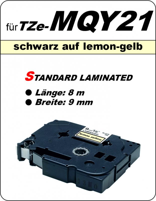 schwarz auf lemon-gelb - 100% TZe-MQY21 (9 mm) komp.