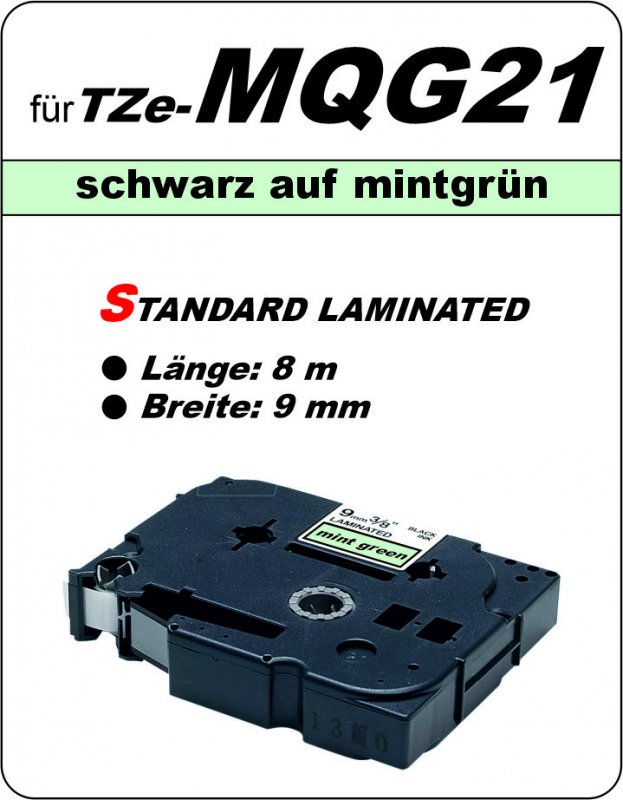 schwarz auf mintgrün - 100% TZe-MQG21 (9 mm) komp.