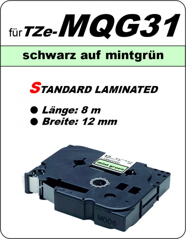 schwarz auf mintgrün - 100% TZe-MQG31 (12 mm) komp.