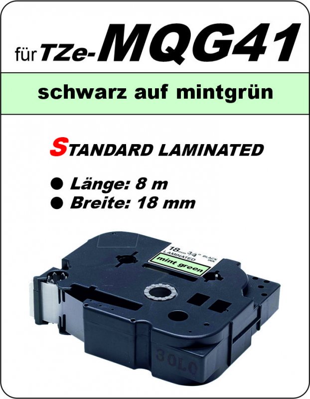schwarz auf mintgrün - 100% TZe-MQG41 (18 mm) komp.