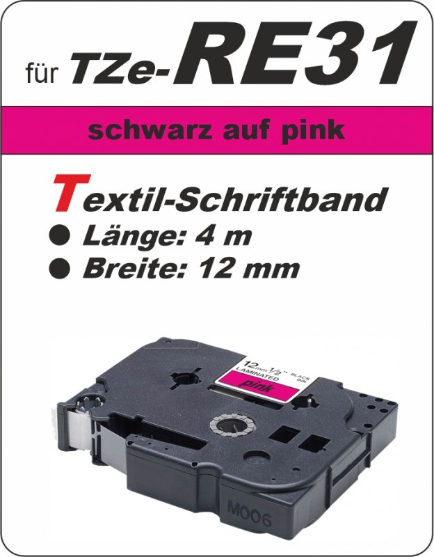 schwarz auf pink - 100% TZe-RE31 (12 mm) komp.