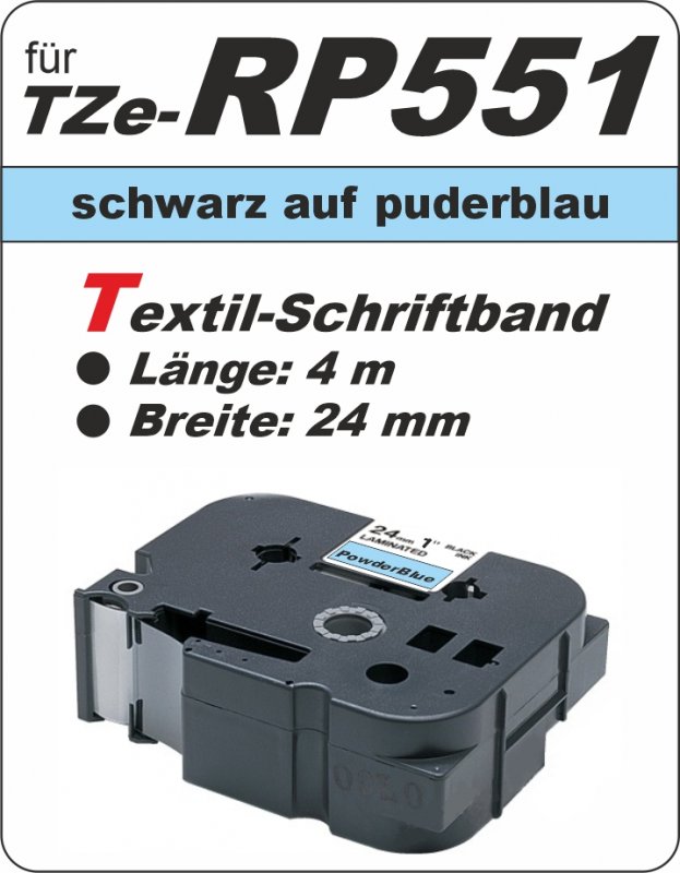 schwarz auf puderblau - 100% TZe-RP541 (24 mm) komp.
